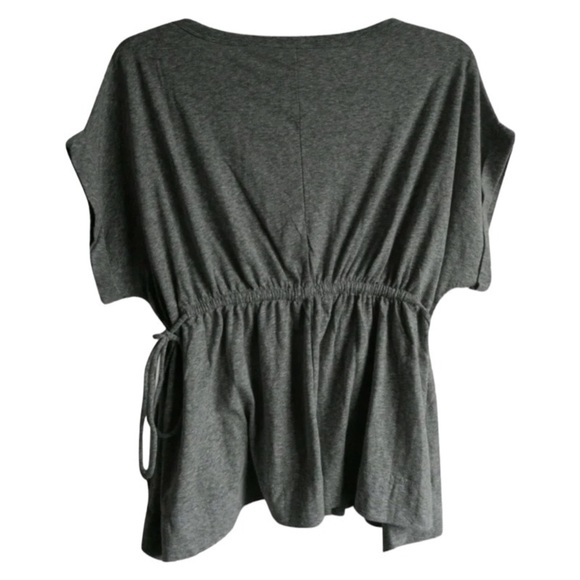 Caslon Comfy Side Tie Waist Top Petite Small Gray Cotton Blend Blouse NWT - Picture 7 of 14